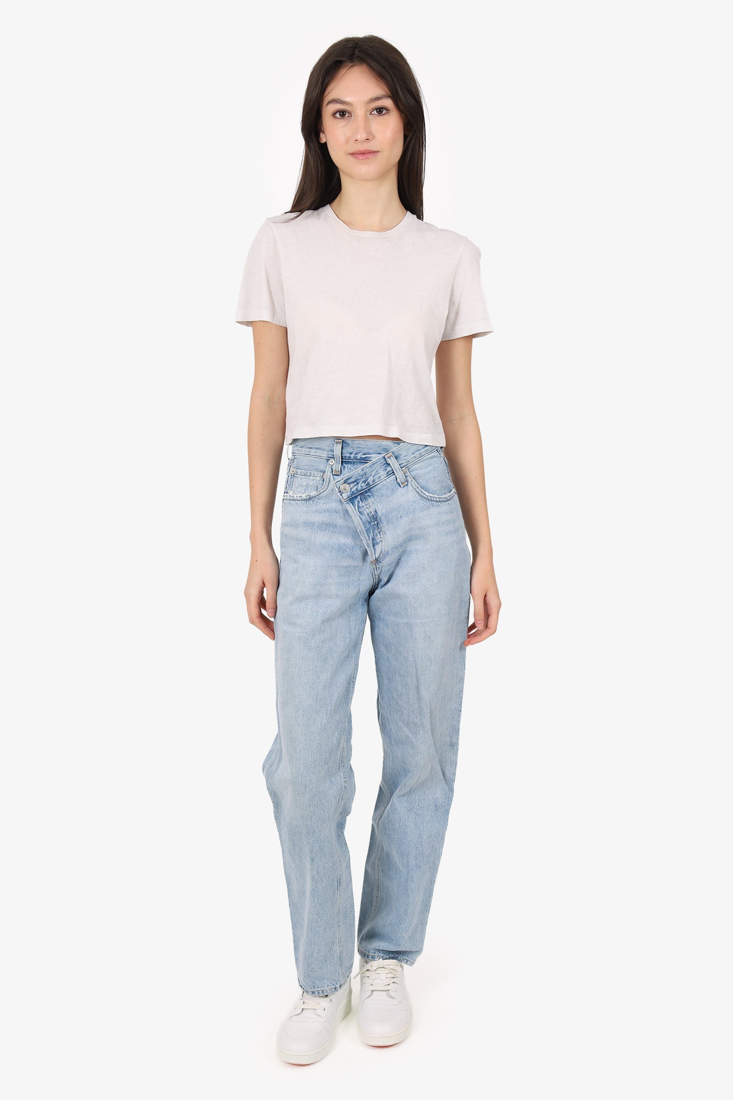 Agolde Blue Denim Straight Leg Jeans Size 22