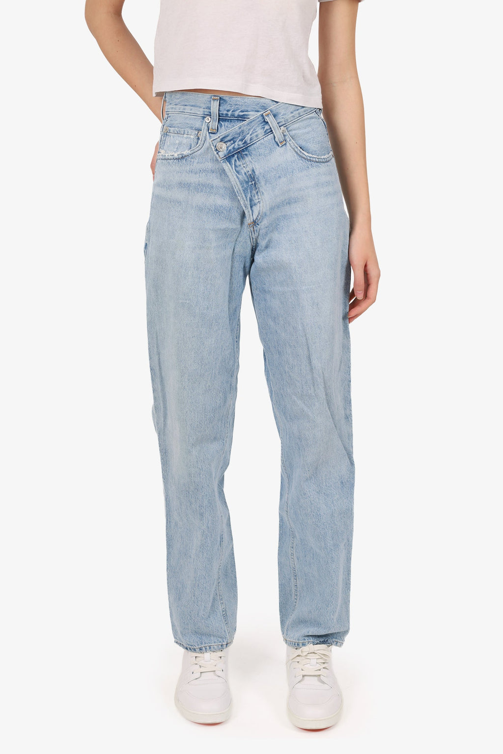 Agolde Blue Denim Straight Leg Jeans Size 22