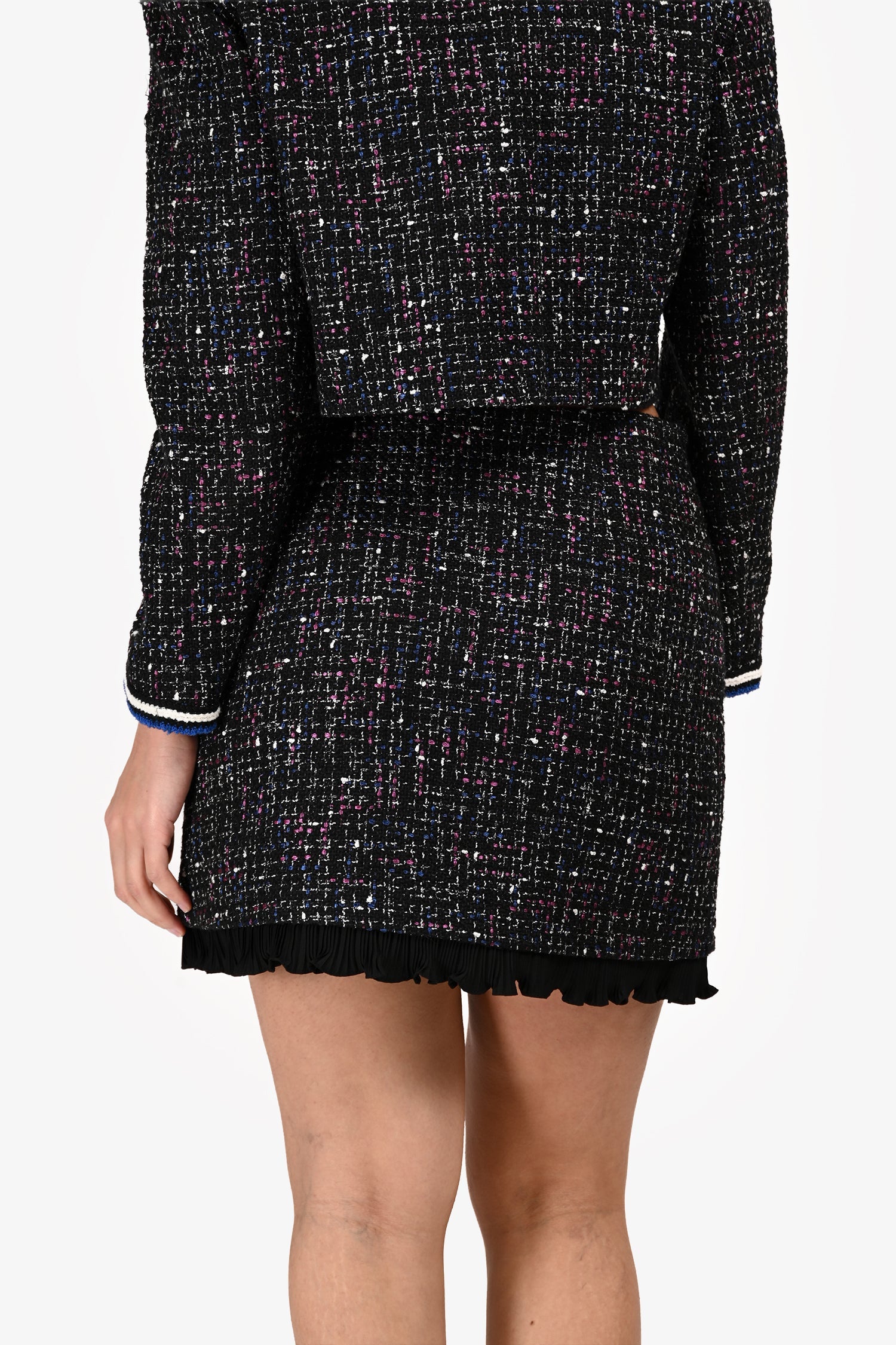 Sandro Black/Blue/Pink Tweed Mini Skirt Size 38