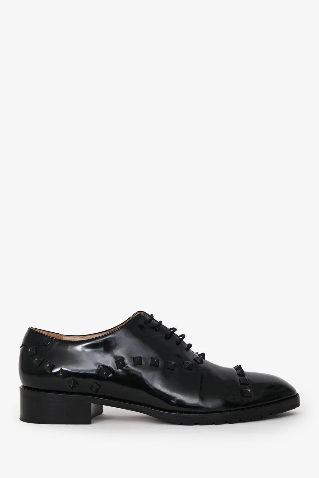 Valentino Black Brushed Leather Rockstud Loafers Size 39
