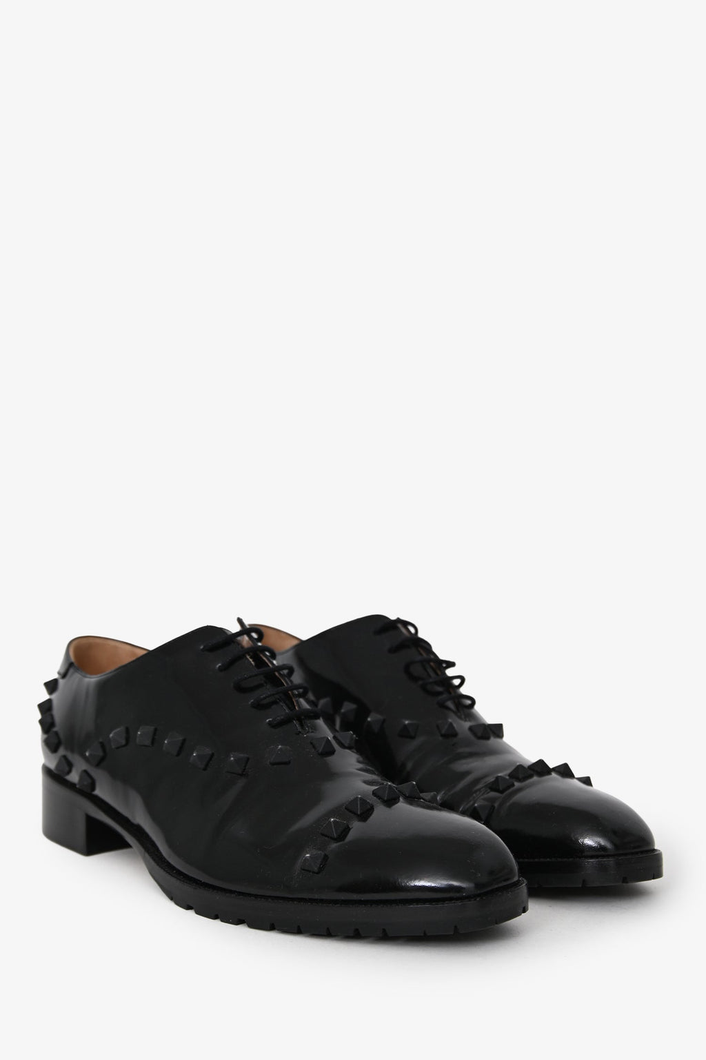 Valentino Black Brushed Leather Rockstud Loafers Size 39