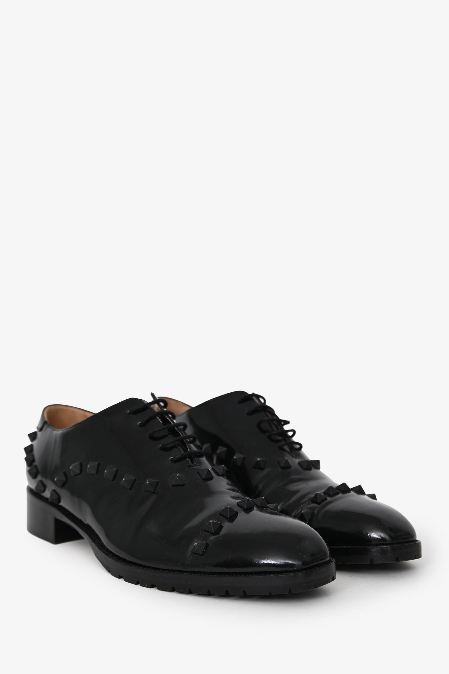 Valentino Black Brushed Leather Rockstud Loafers Size 39