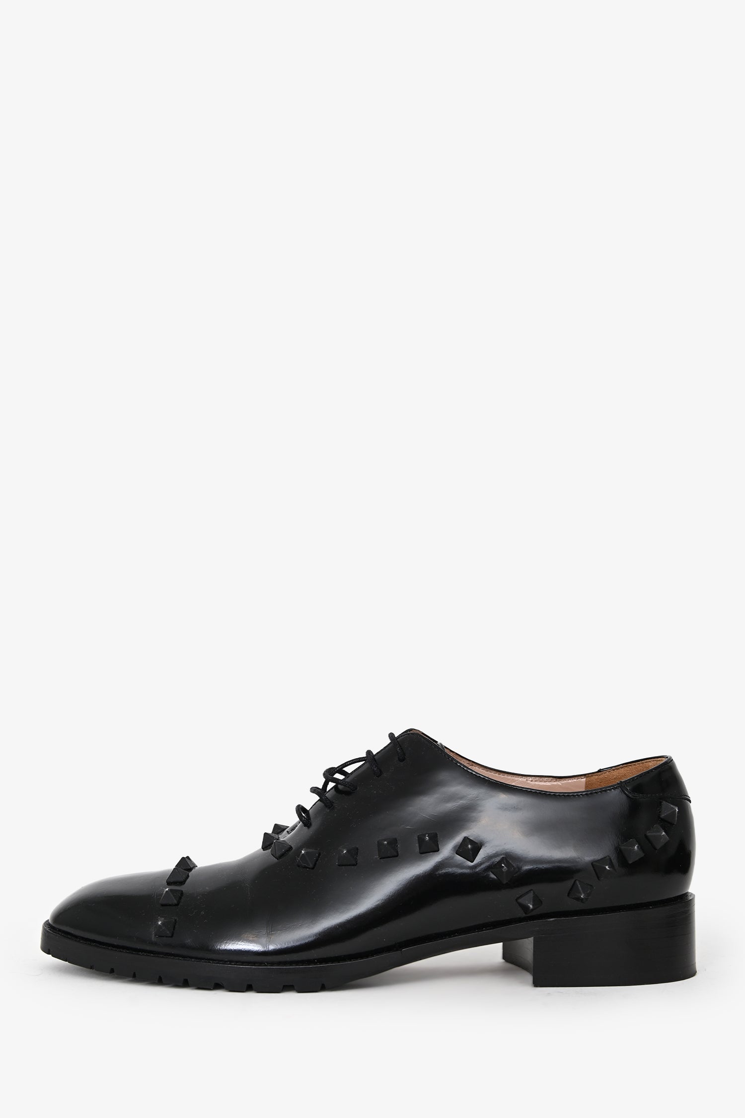 Valentino Black Brushed Leather Rockstud Loafers Size 39