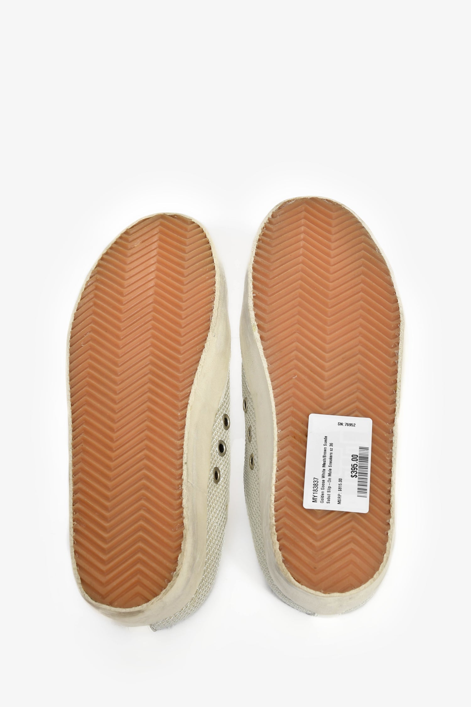 Golden Goose White Mesh/Brown Suede Sabot Slip-On Mule Sneakers Size 36