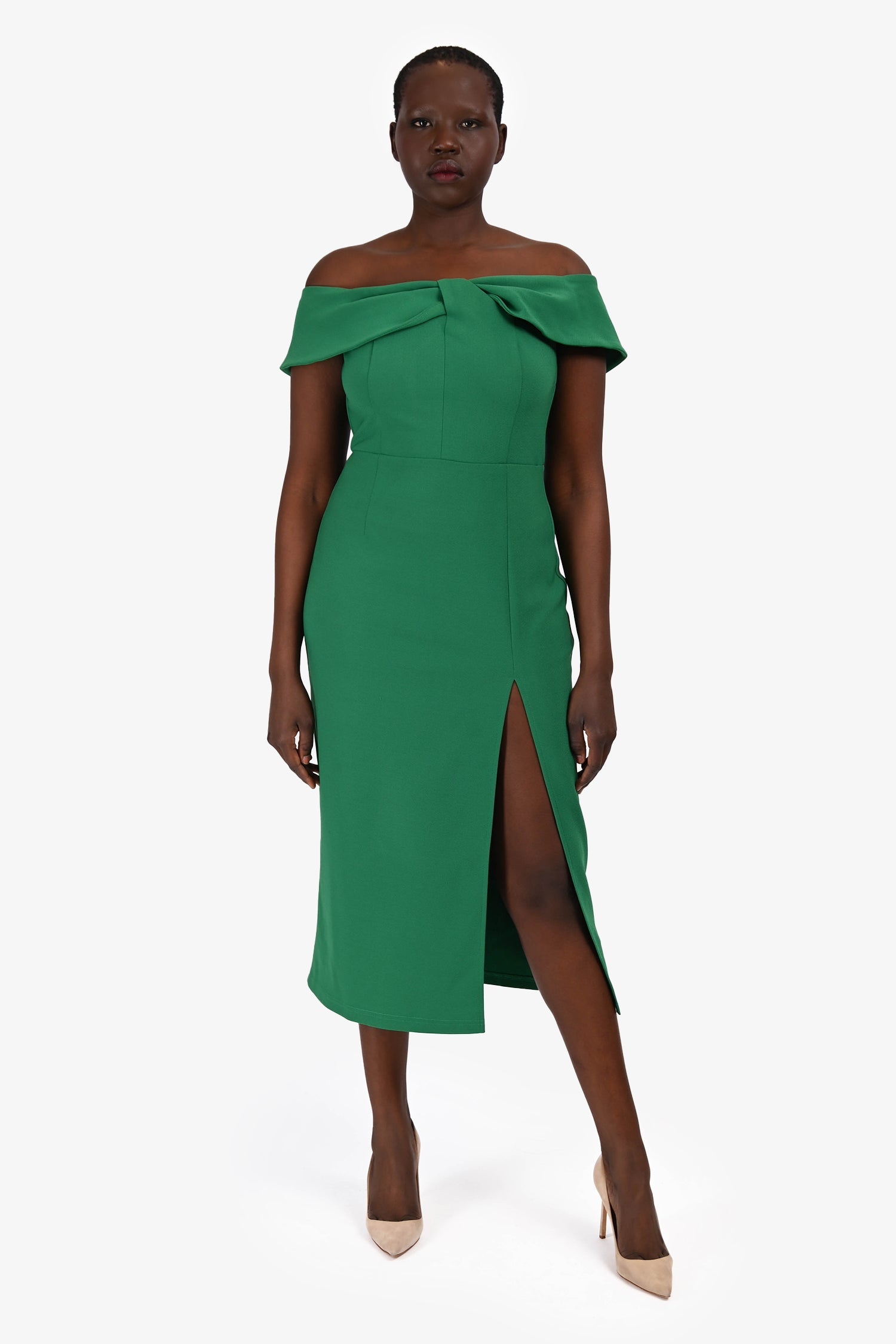 Elliatt Jade Green 'Anti' Midi Dress With Slit Size L