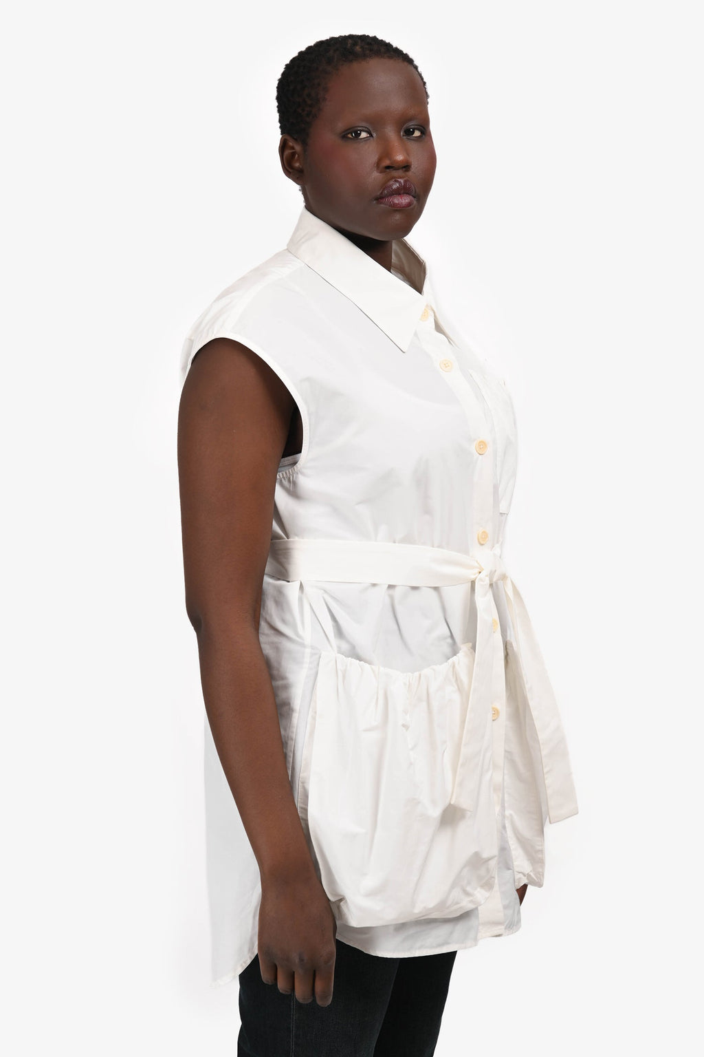 Dries Van Noten White Cotton Double Pocket Tunic Size M