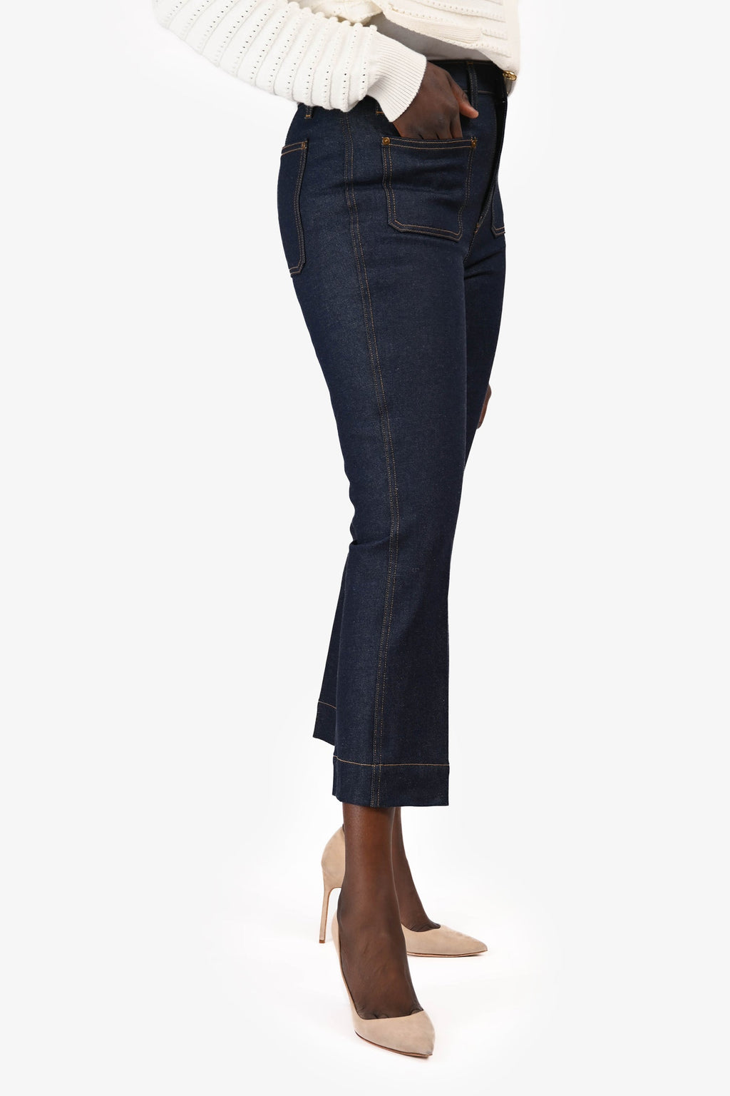Khaite Blue Denim Dark Wash Double Pocket Jeans Size 30
