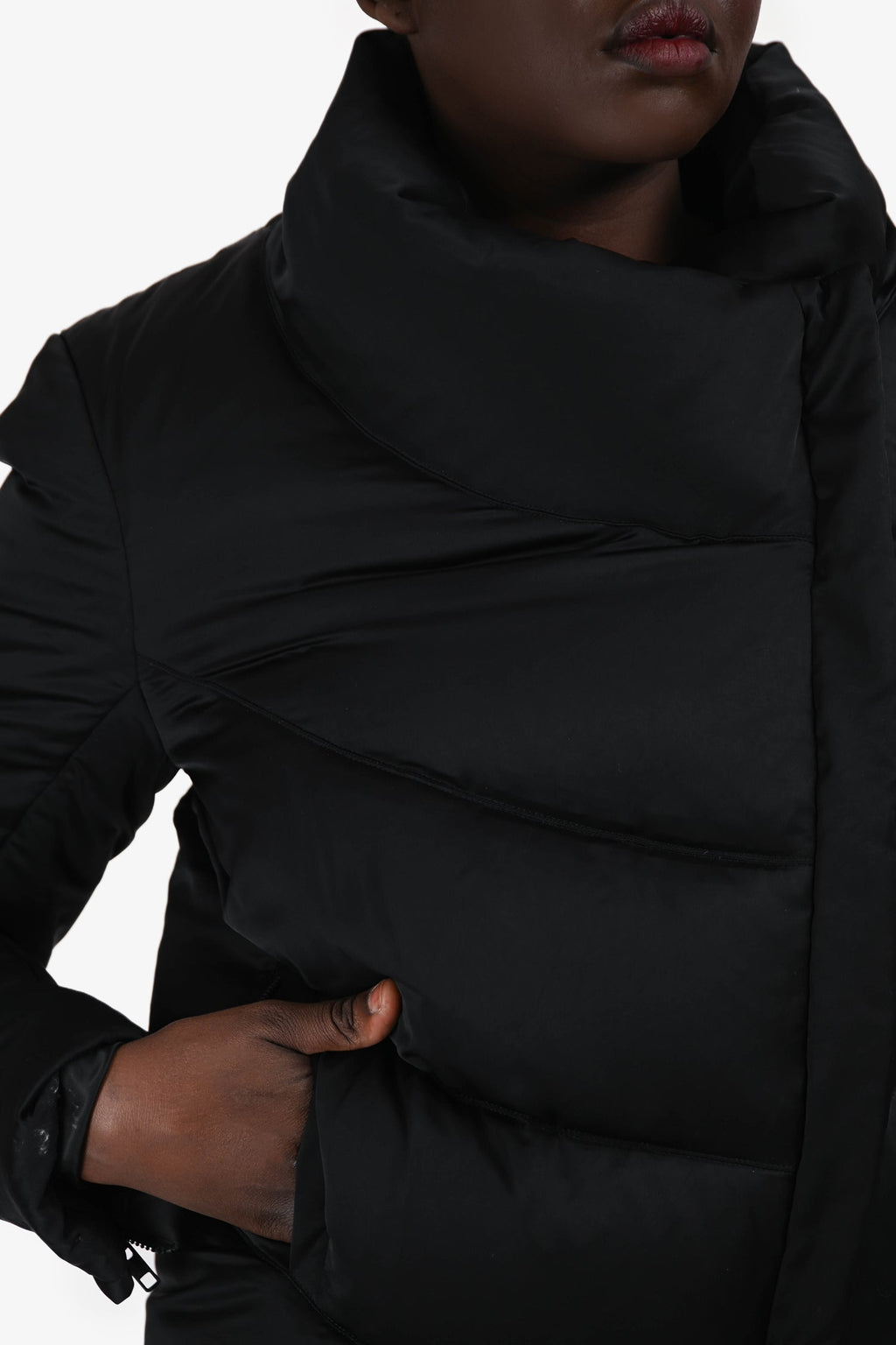 Helmut Lang Black Satin Puffer Jacket Size L