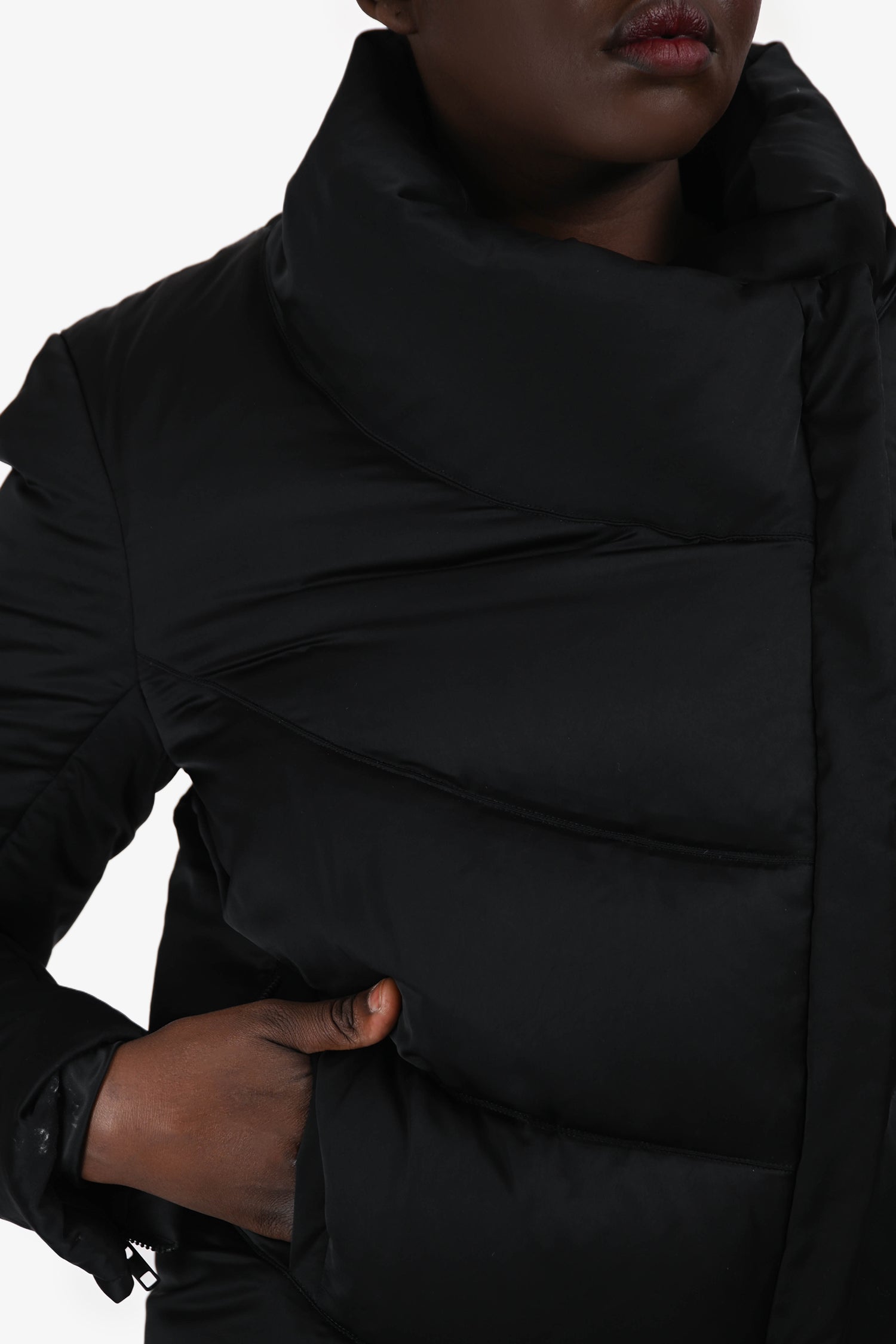 Helmut Lang Black Satin Puffer Jacket Size L