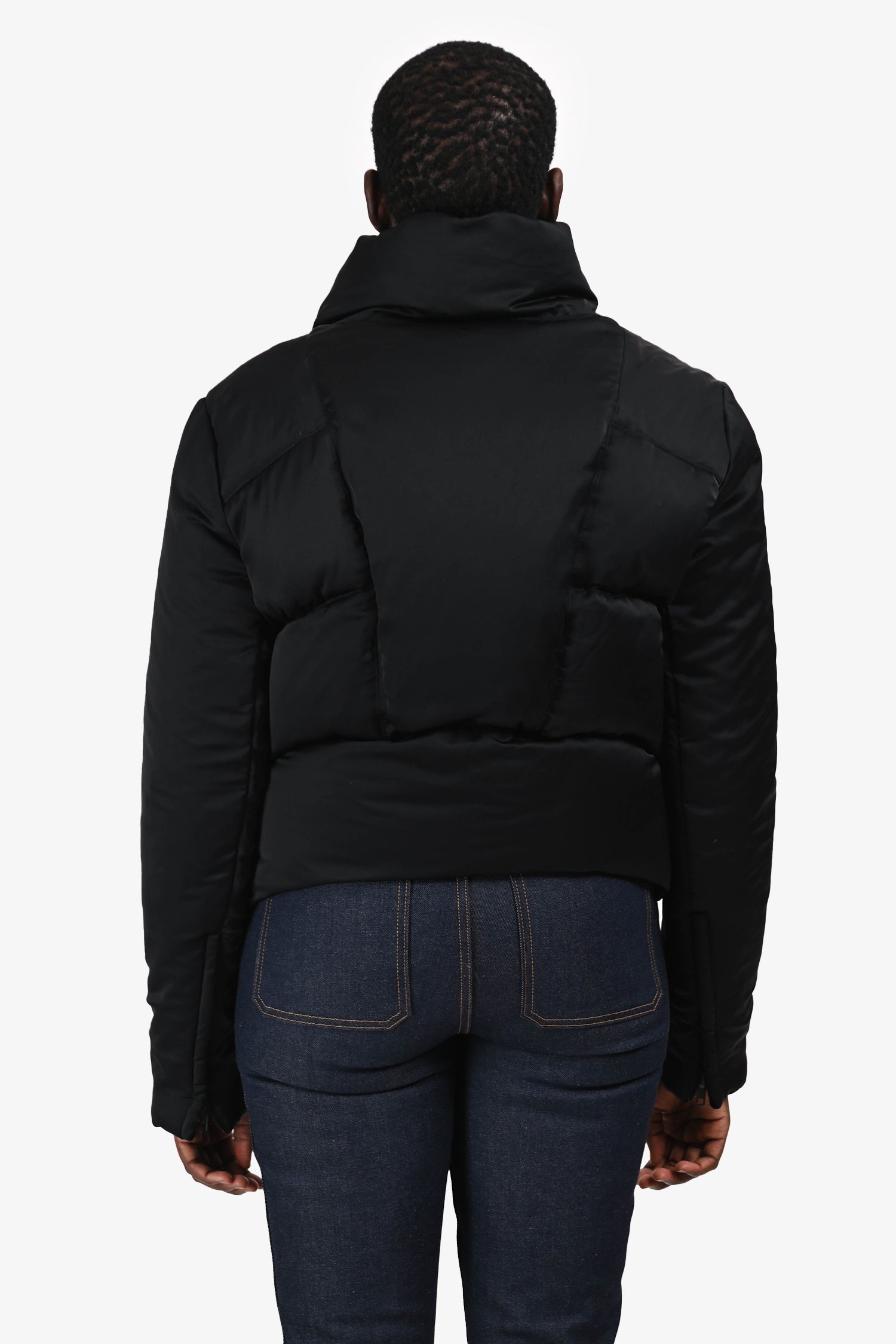 Helmut Lang Black Satin Puffer Jacket Size L