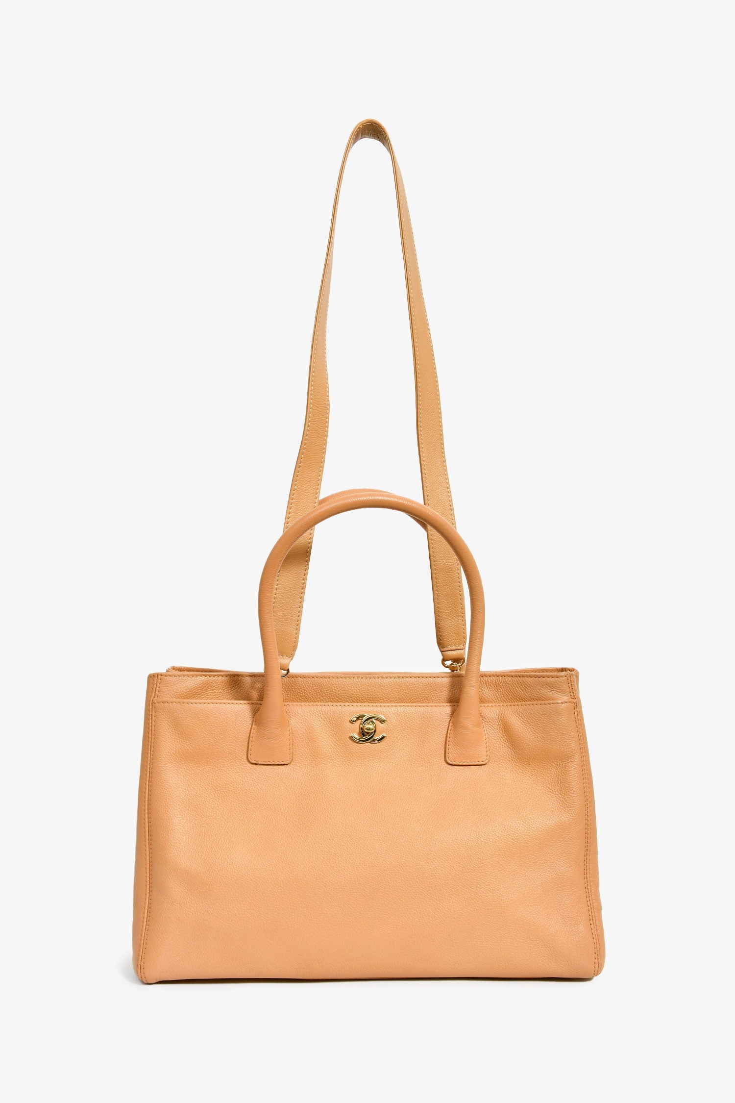 Pre-Loved Chanel™ 2005-06 Beige Calfskin Leather 'Executive Shopper' Tote Bag