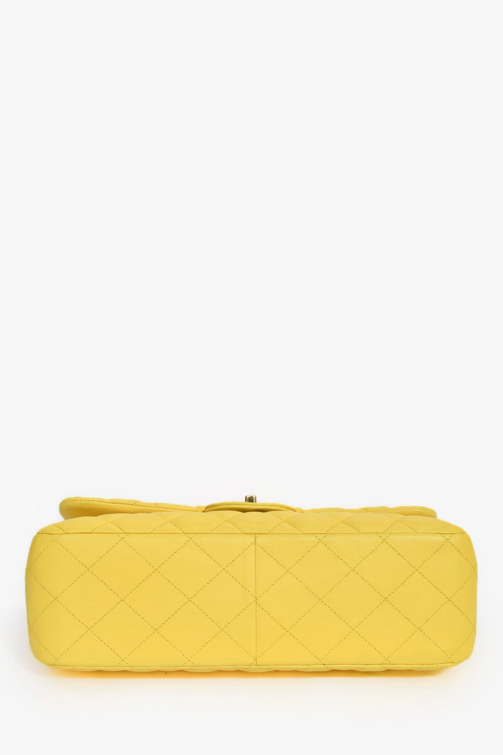 Pre-Loved Chanel™ 2011-12 Yellow Lambskin Yellow Jumbo Double Flap Shoulder Bag