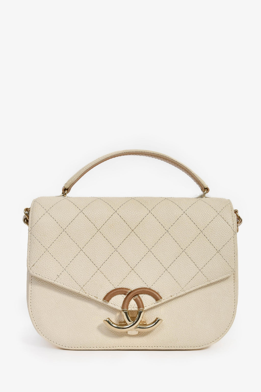 Pre-Loved Chanel™ 2018 Paris-Cuba Beige Caviar Leather Thread Around Flap Bag