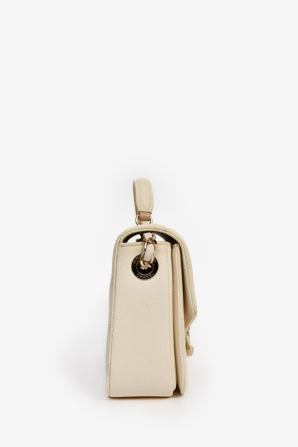 Pre-Loved Chanel™ 2018 Paris-Cuba Beige Caviar Leather Thread Around Flap Bag