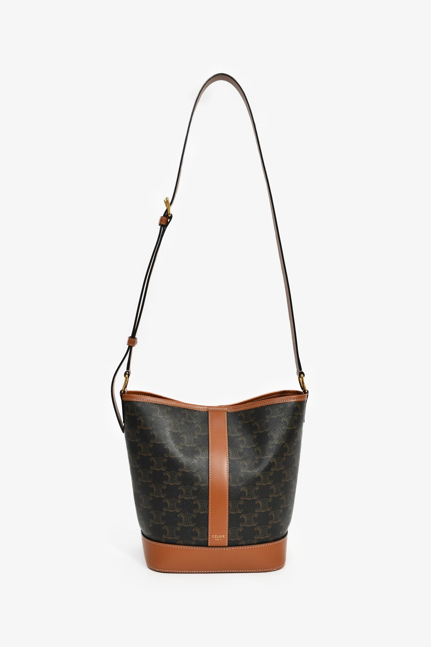 Celine Triomphe Canvas Small Crossbody Bucket Bag
