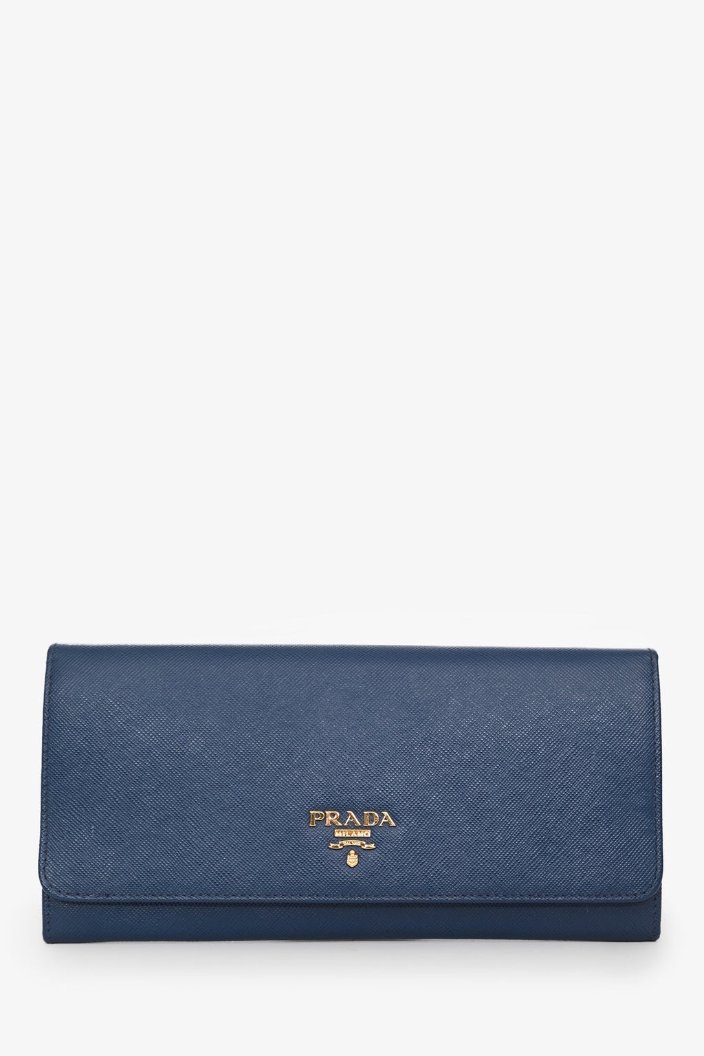 Prada 2013 Blue Saffiano Wallet On Chain