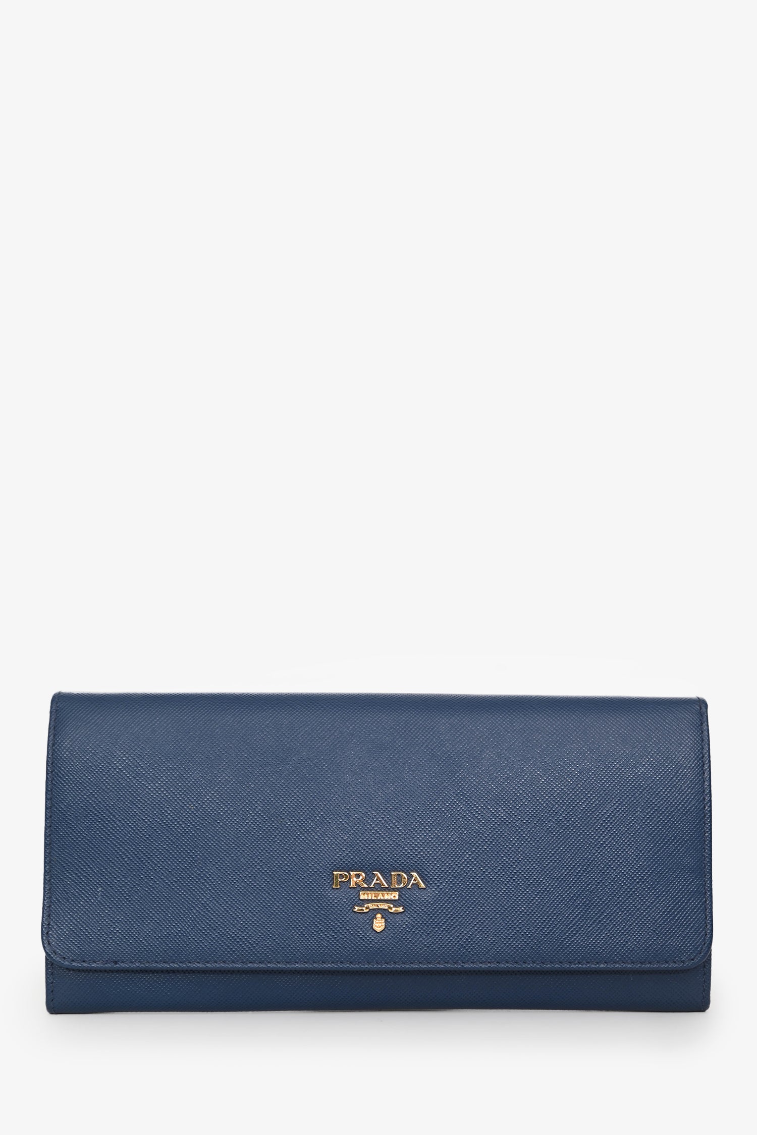 Prada 2013 Blue Saffiano Wallet On Chain