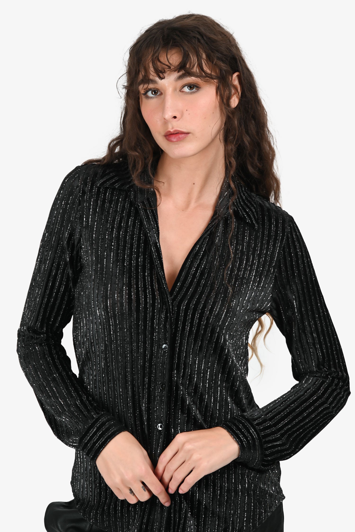 L'Agence Black 'Laurent' Button-Up Blouse Size XS