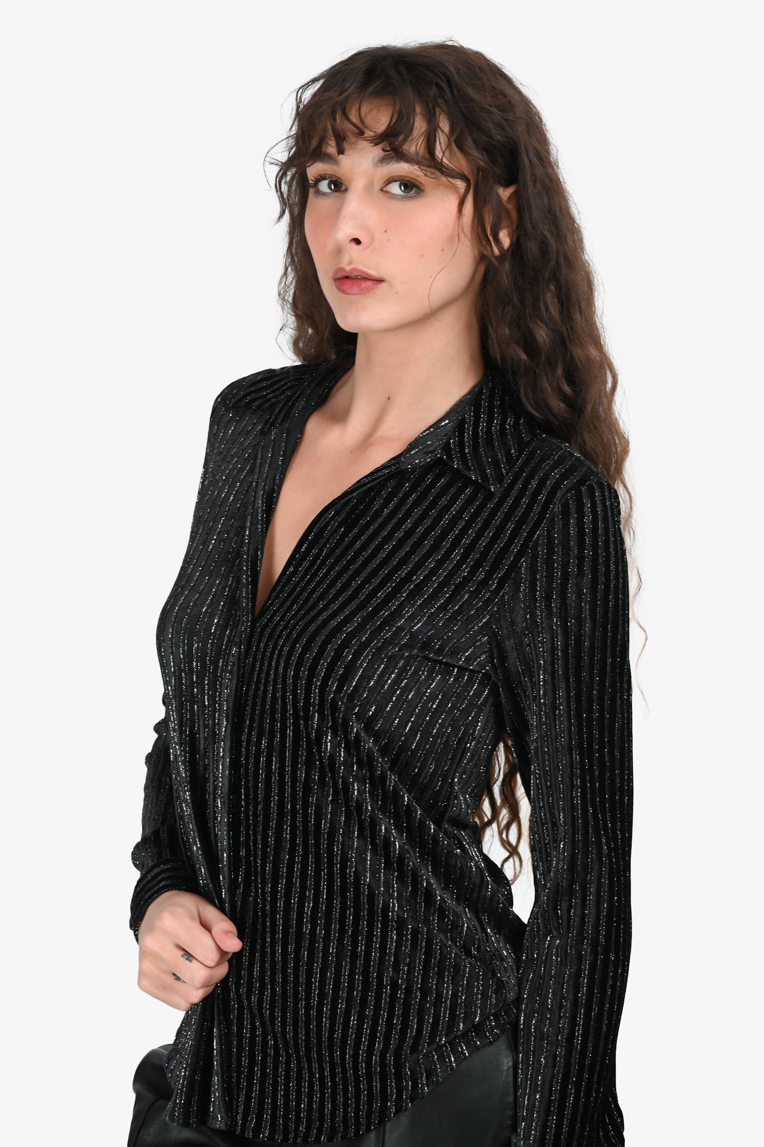 L'Agence Black 'Laurent' Button-Up Blouse Size XS