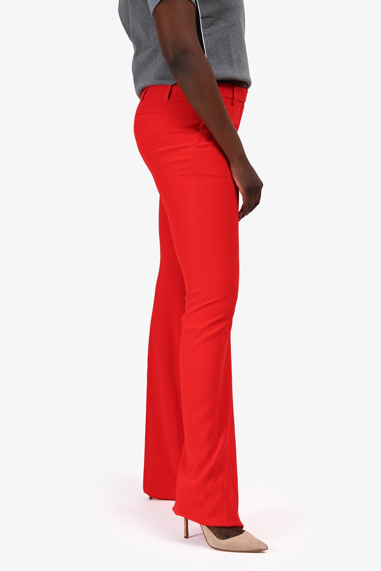 Alexander McQueen Red Pleated Wide Leg Pants Size 44
