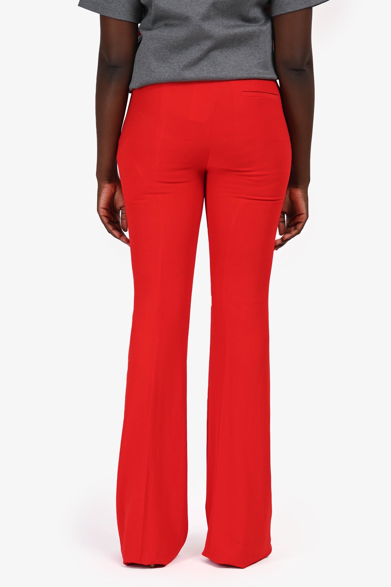 Alexander McQueen Red Pleated Wide Leg Pants Size 44