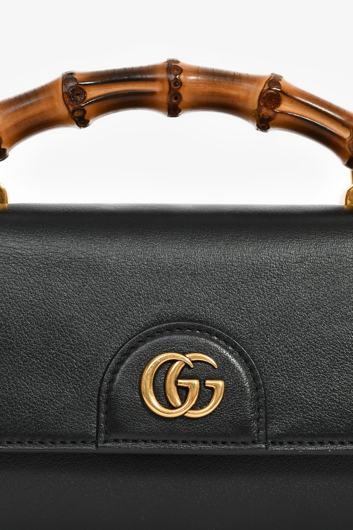 Gucci Black Leather Diana Mini Top Handle with Chain