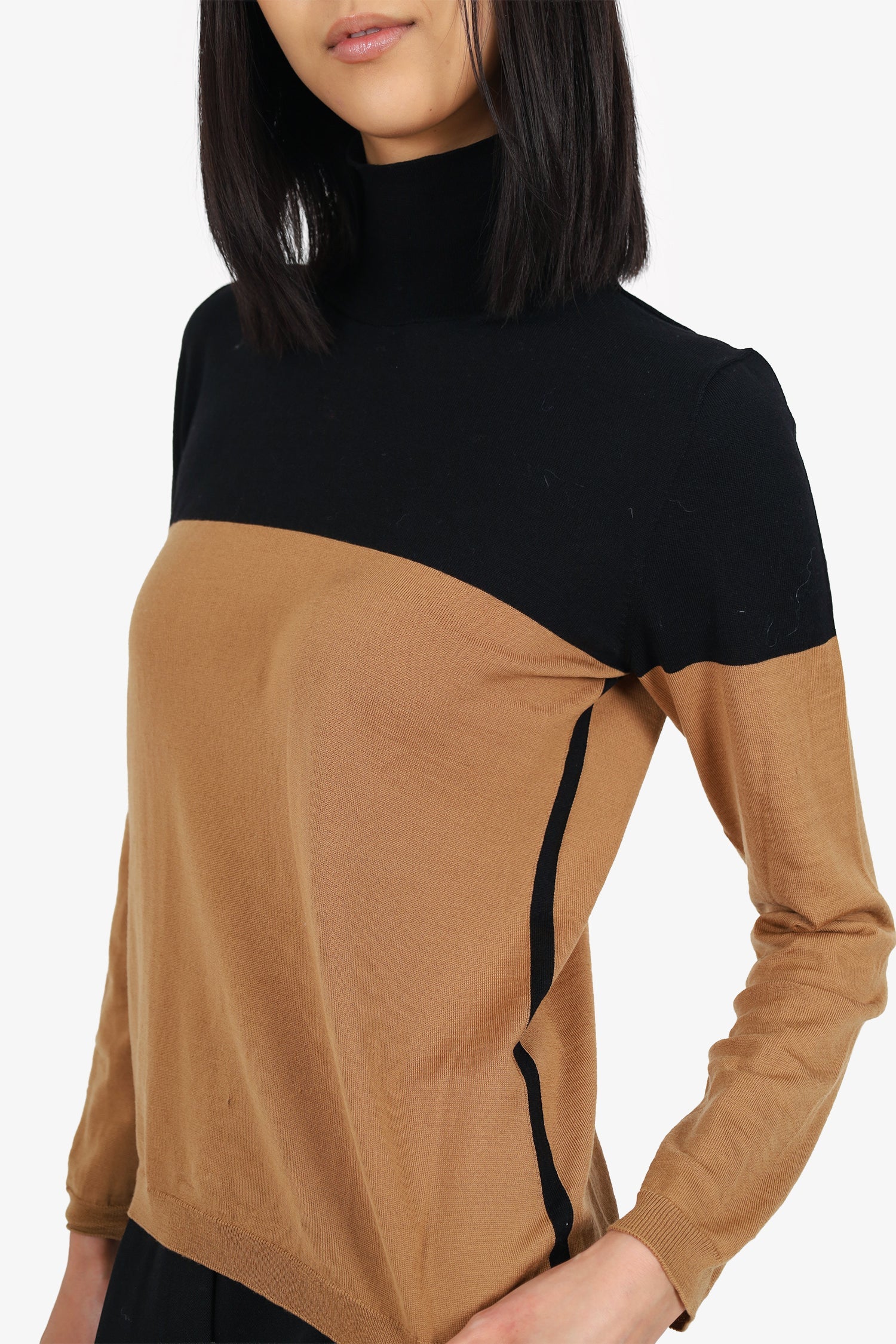 Marni Brown/Black Wool Knit Turtle Neck Sweater Size 40