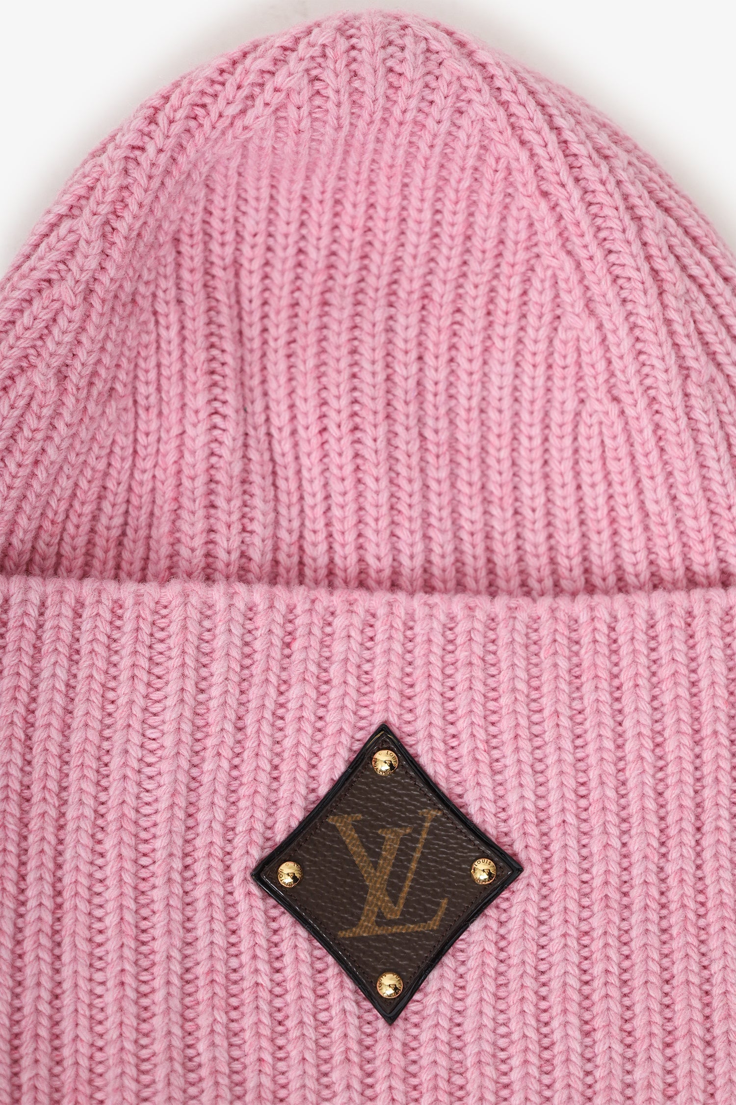 Louis Vuitton Pink Wool LV Initials Monogram Beanie