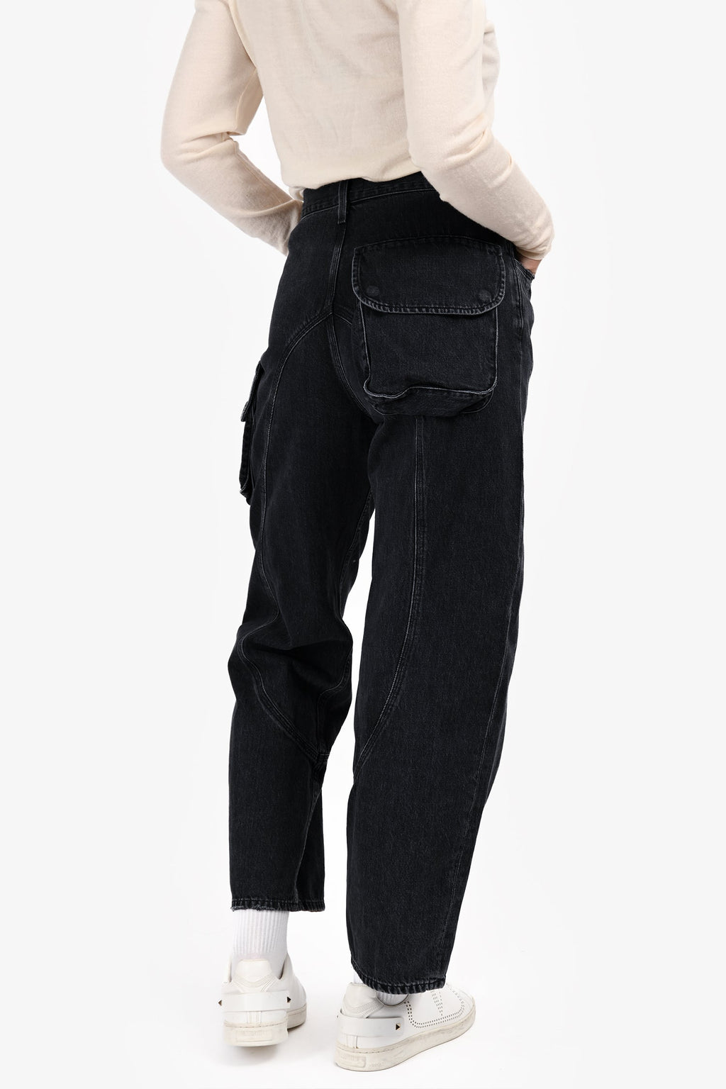 Agolde Black Wash Denim 'Cass' Baggy Cargo Jean Size 26