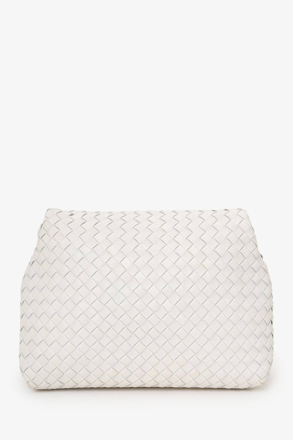 Bottega Veneta White Intrecciato Leather Fold Bag