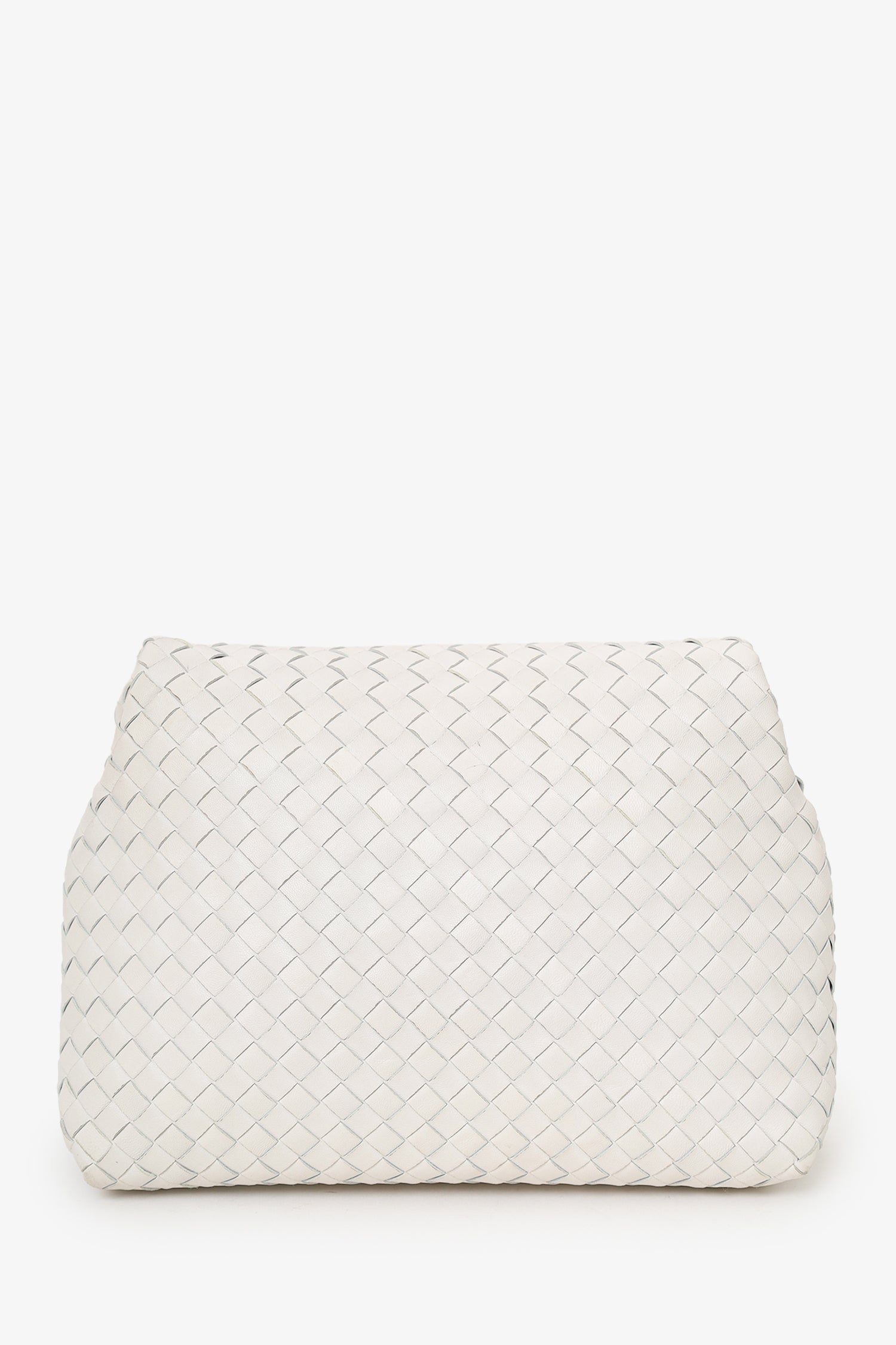 Bottega Veneta White Intrecciato Leather Fold Bag