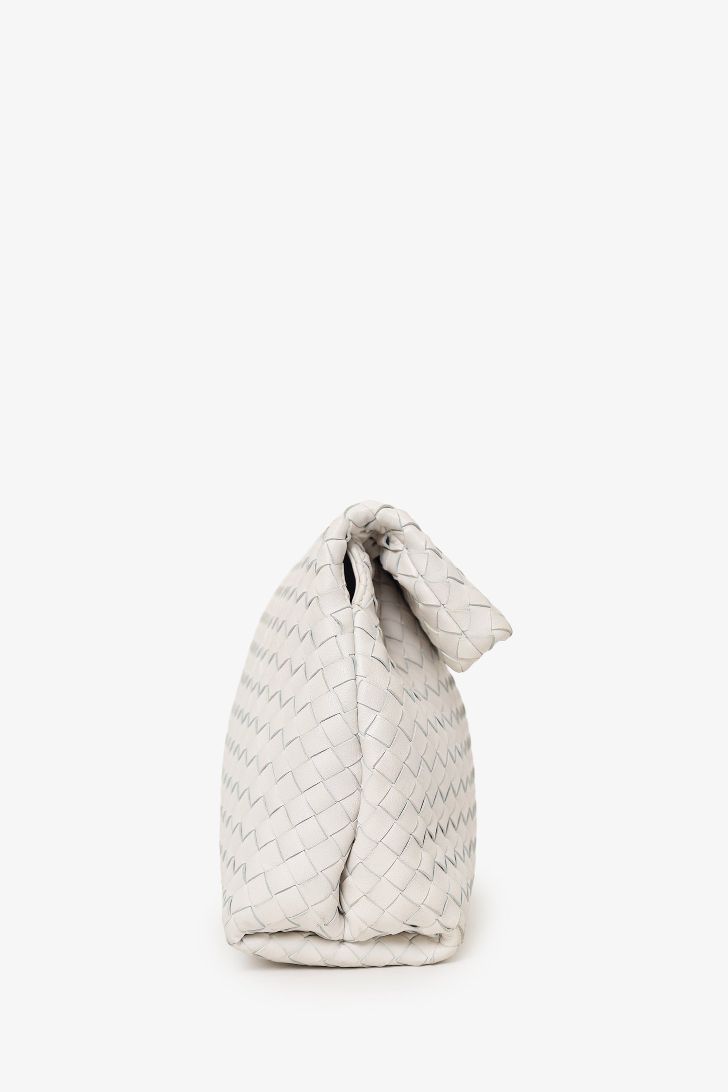 Bottega Veneta White Intrecciato Leather Fold Bag