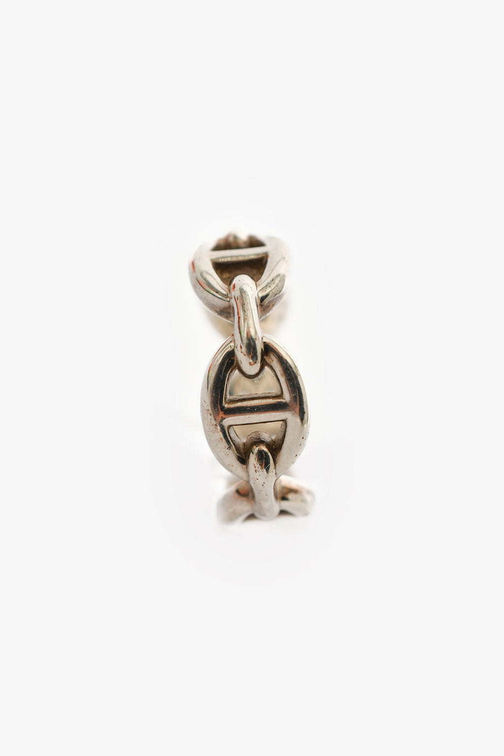 Hermès Sterling Silver Chaine D'ancre Enchainee Small Model Ring Size 49