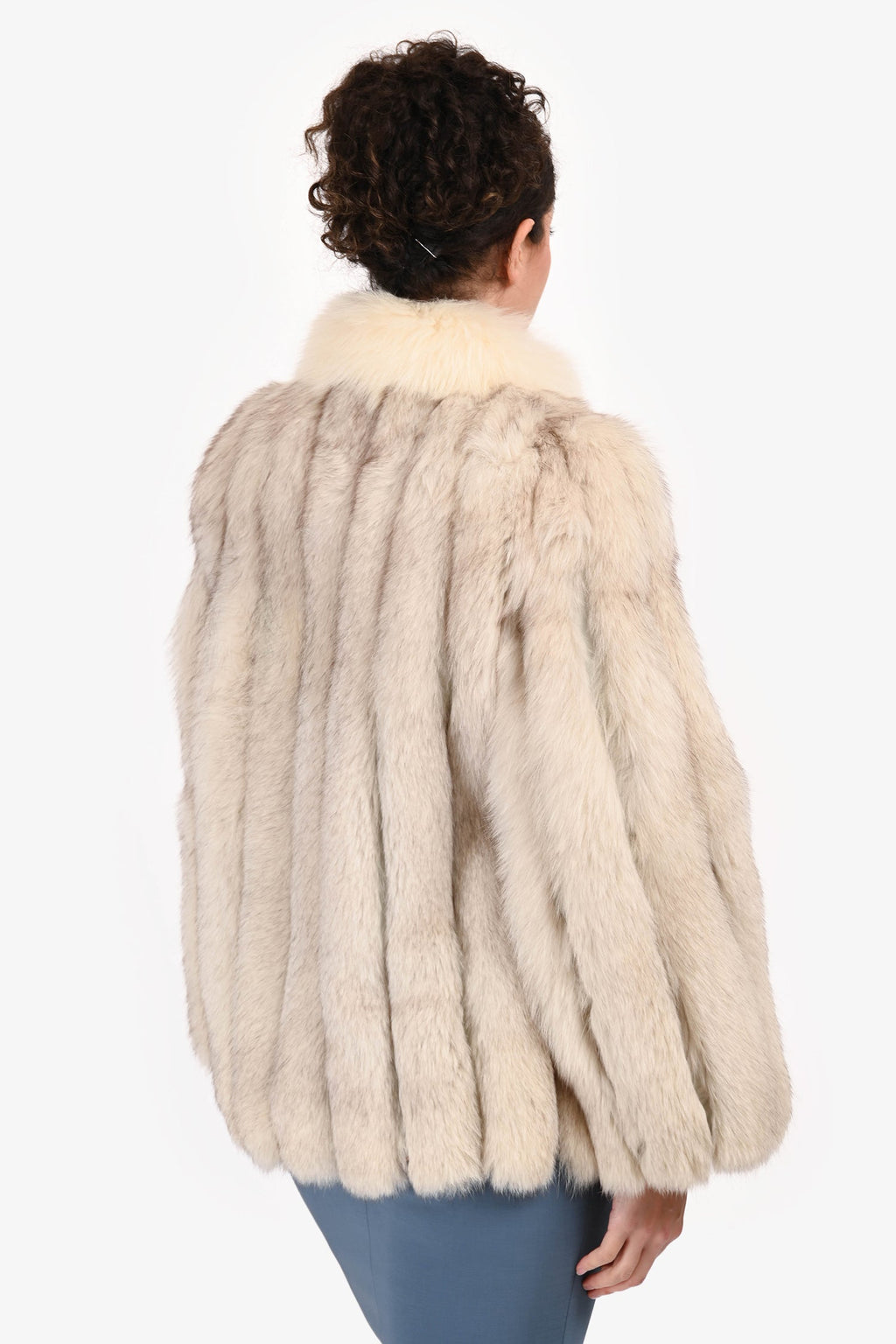 Saga Vintage White Fox Fur Jacket Size M