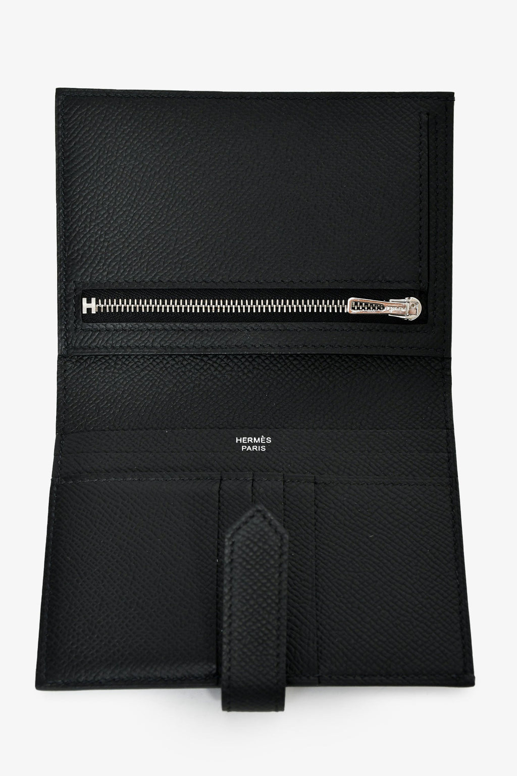Hermès 2022 Black Epsom Leather 'H' Bearn Compact Wallet