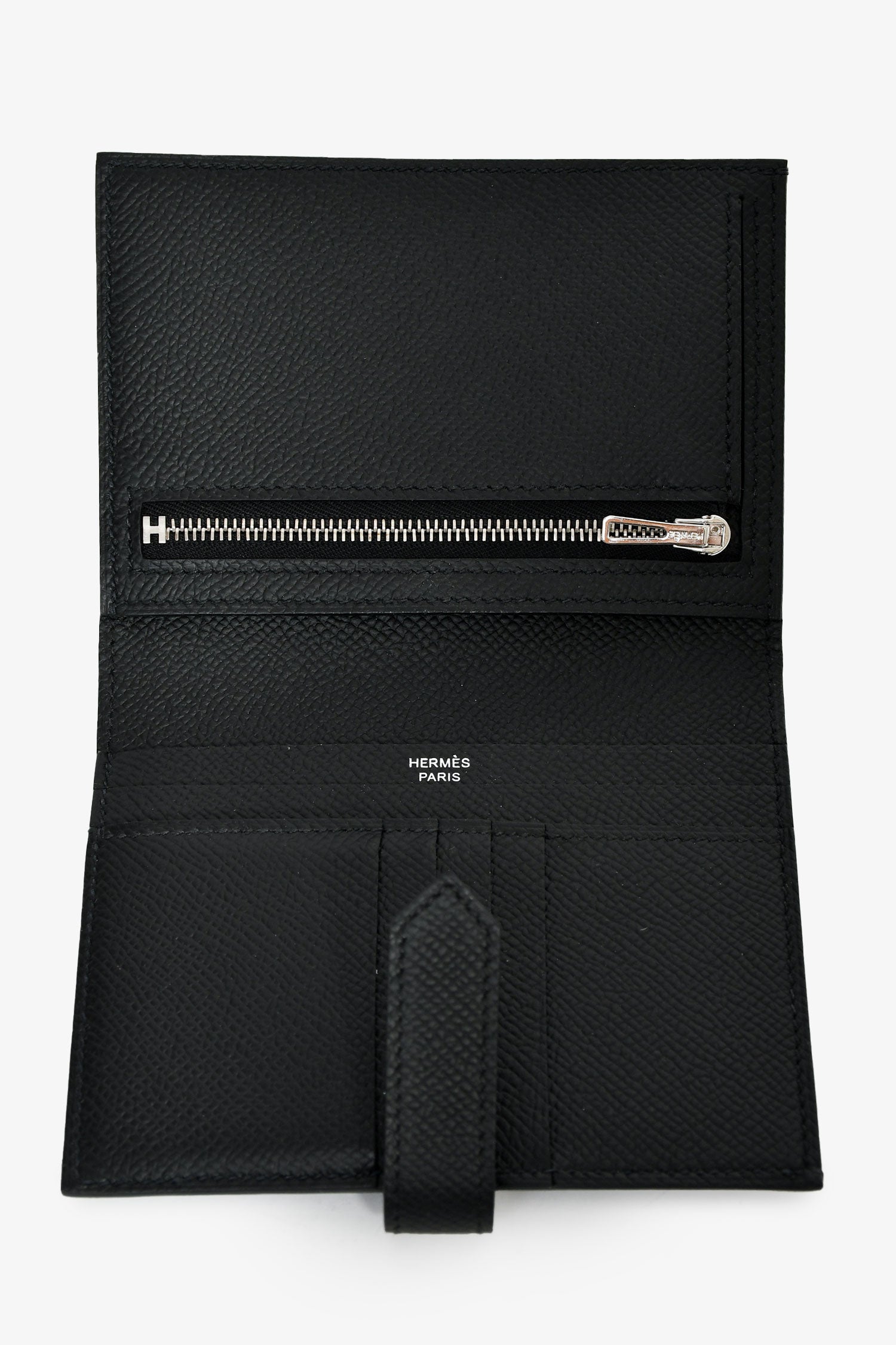 Hermès 2022 Black Epsom Leather 'H' Bearn Compact Wallet