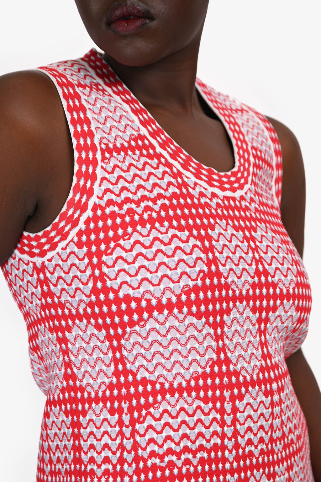 Alaia Red Printed Knit A-Line Dress Size 42