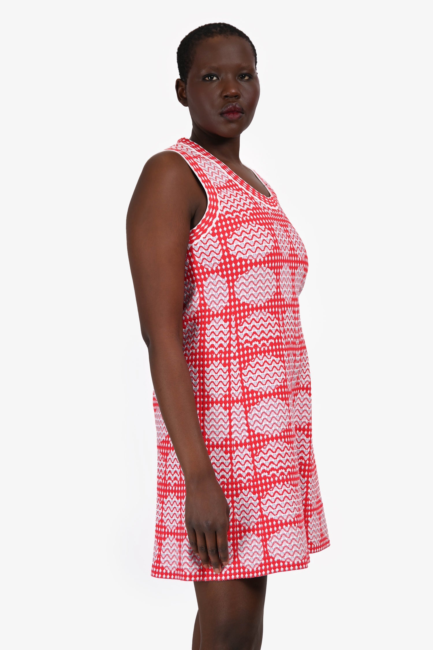 Alaia Red Printed Knit A-Line Dress Size 42
