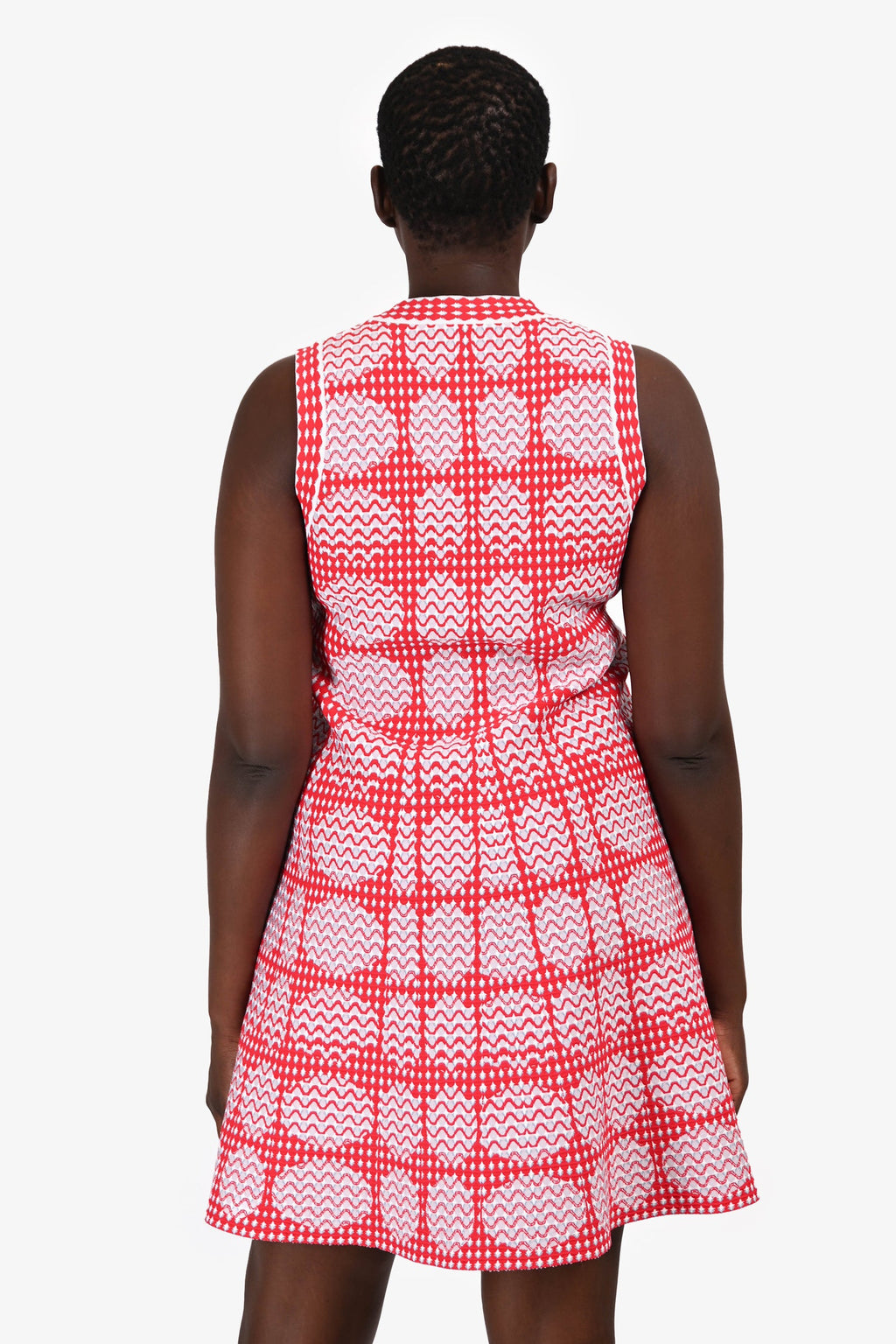 Alaia Red Printed Knit A-Line Dress Size 42