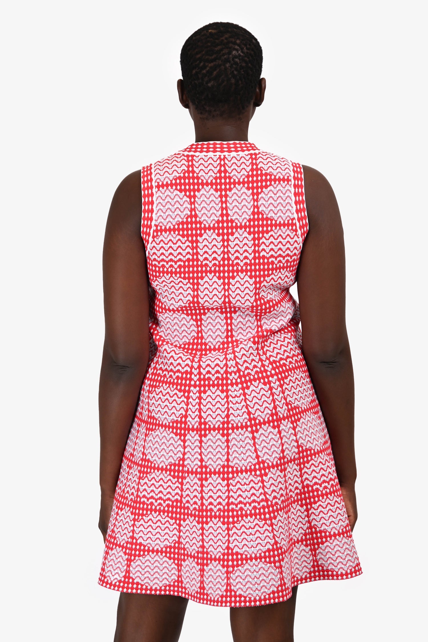 Alaia Red Printed Knit A-Line Dress Size 42