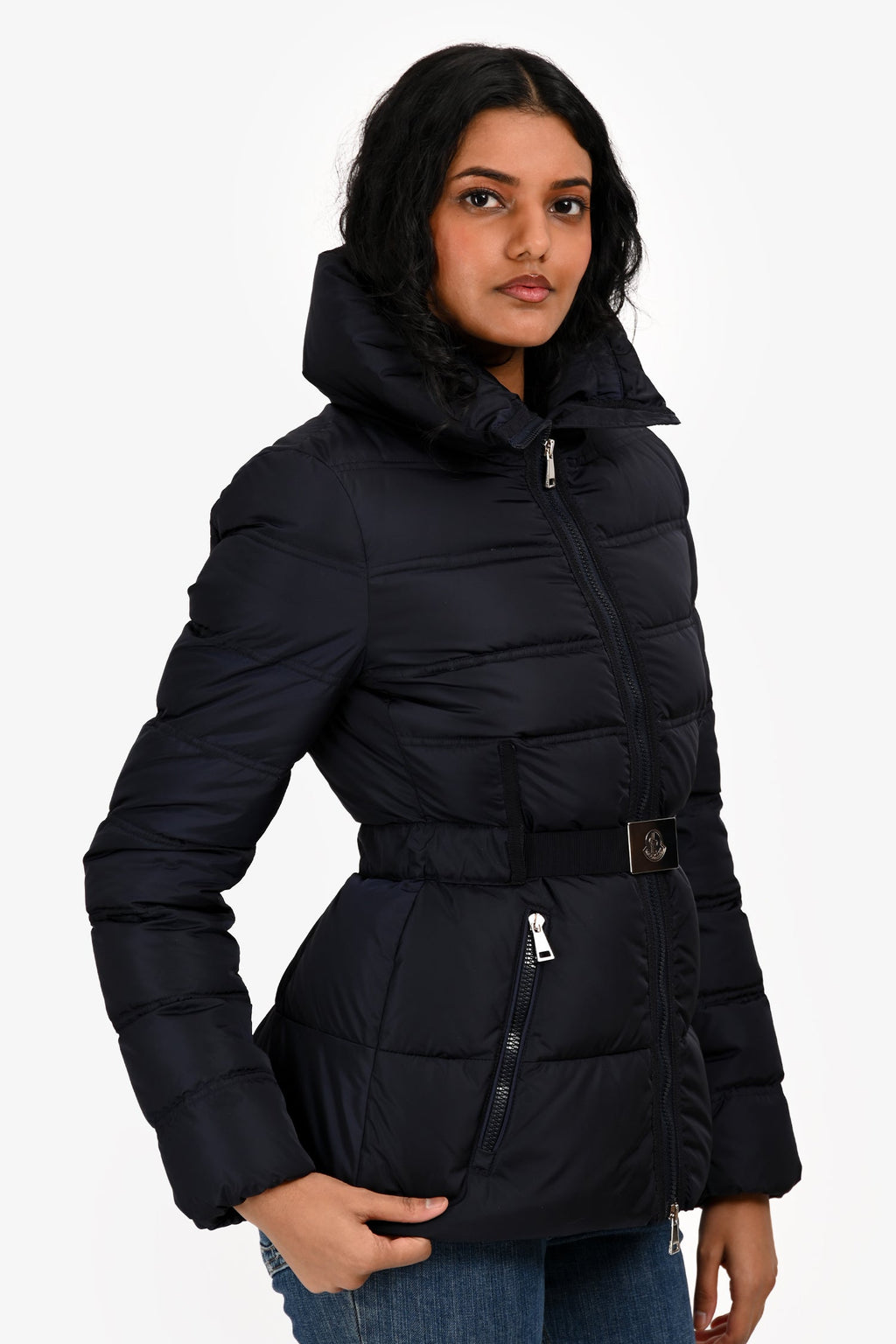 Moncler Navy Down 'Alouette' Puffer Jacket Size 0