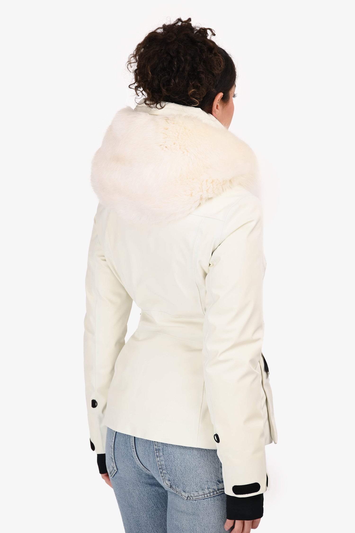 Moncler Grenoble 2018 White Down 'Entova' Ski Jacket With Detachable Fox Fur Hood Size 0