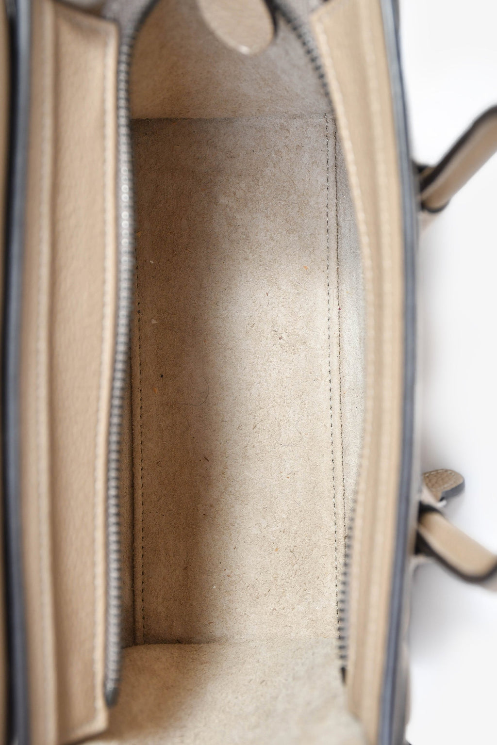 Celine Taupe Leather Nano Luggage Top Handle with Strap