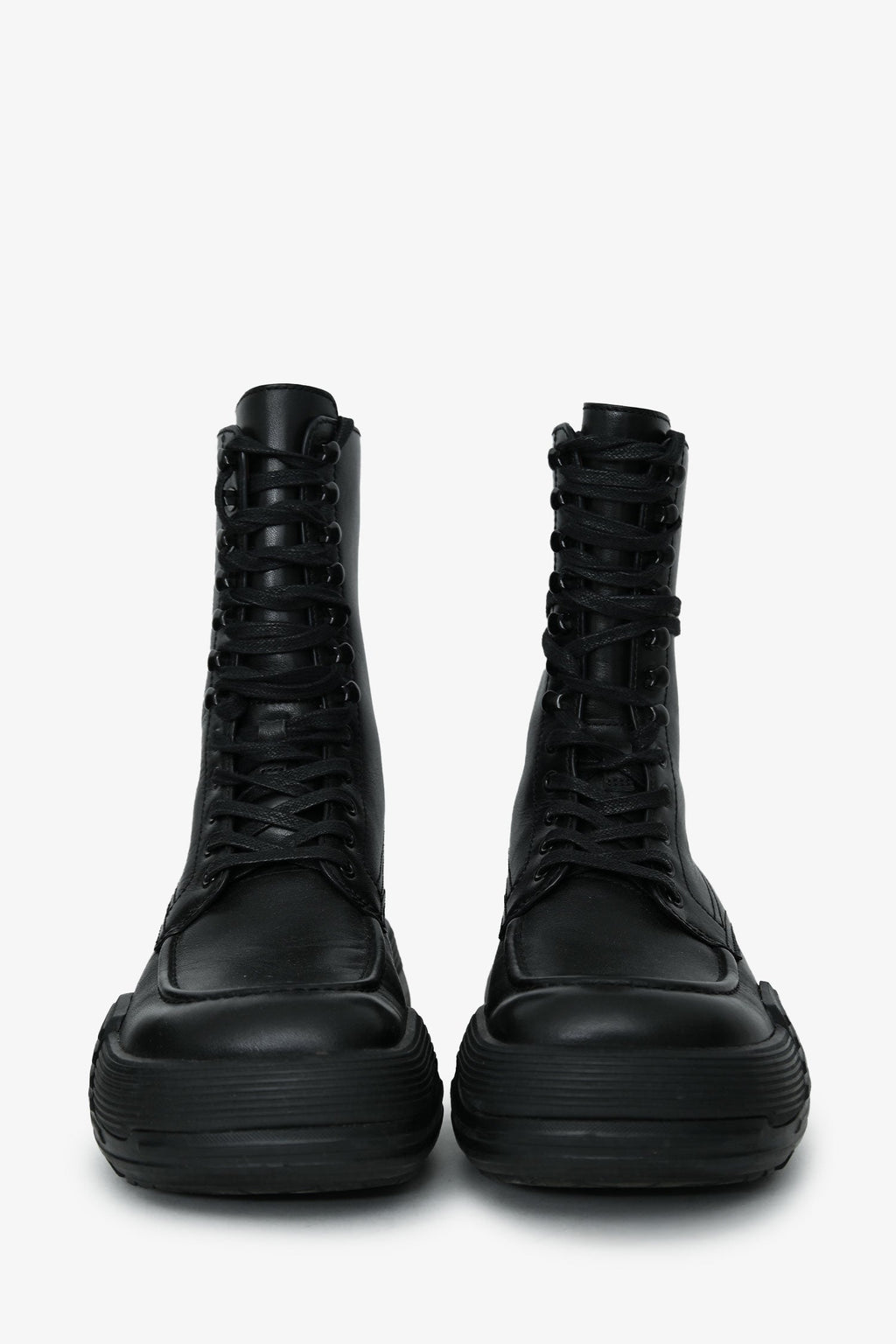 Lanvin Black Leather Chunky Rubber Sole 'Flash X Bold' Combat Boots Size 37