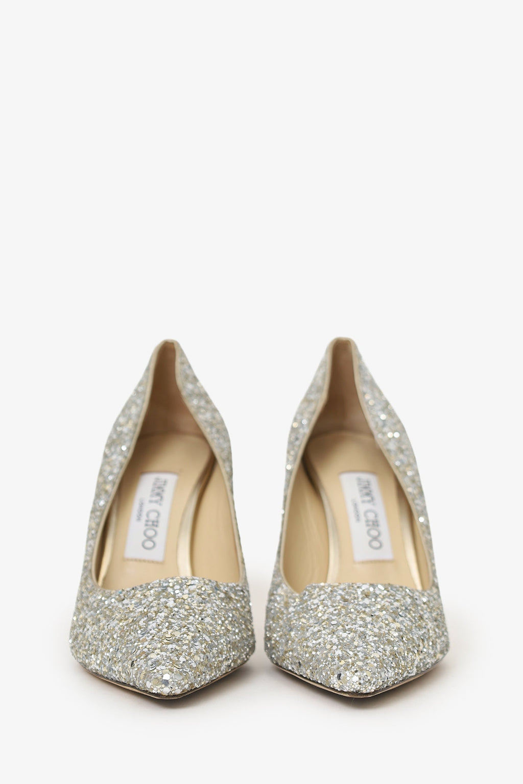 Jimmy Choo Silver Sequin Heels Size 36.5