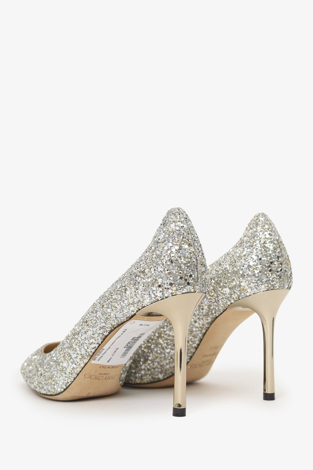 Jimmy Choo Silver Sequin Heels Size 36.5