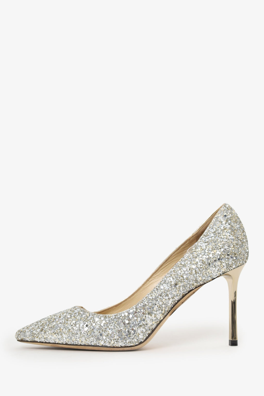 Jimmy Choo Silver Sequin Heels Size 36.5