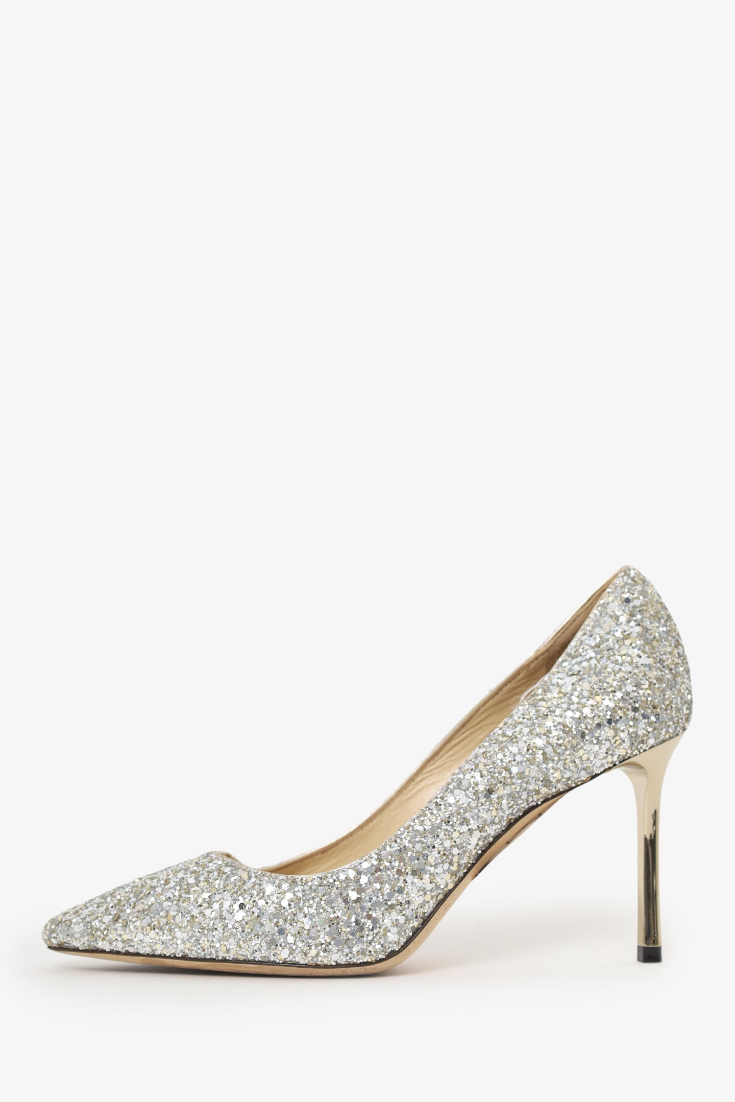 Jimmy Choo Silver Sequin Heels Size 36.5