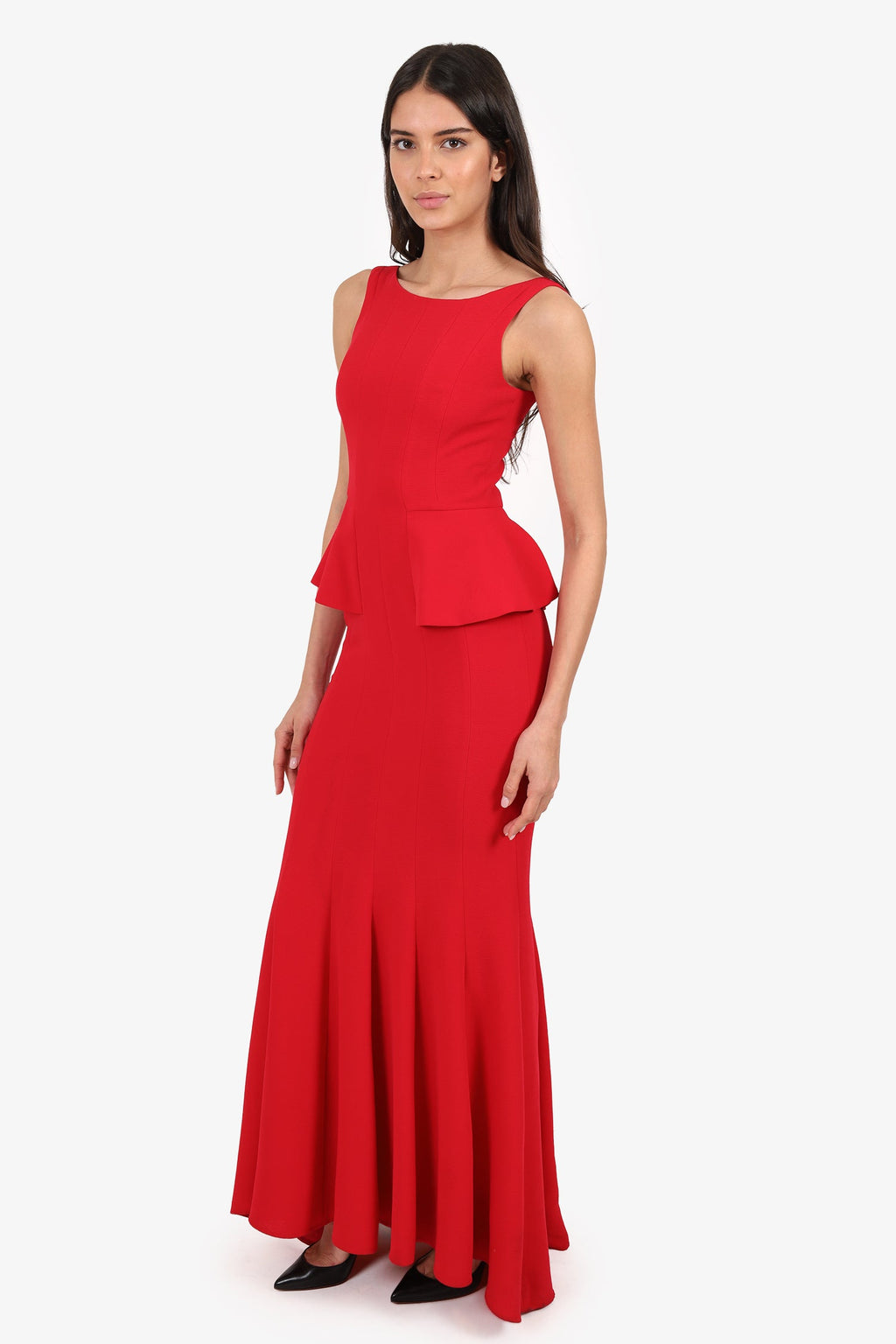BCBG Max Azria Red Long Ruffle Dress Size 2