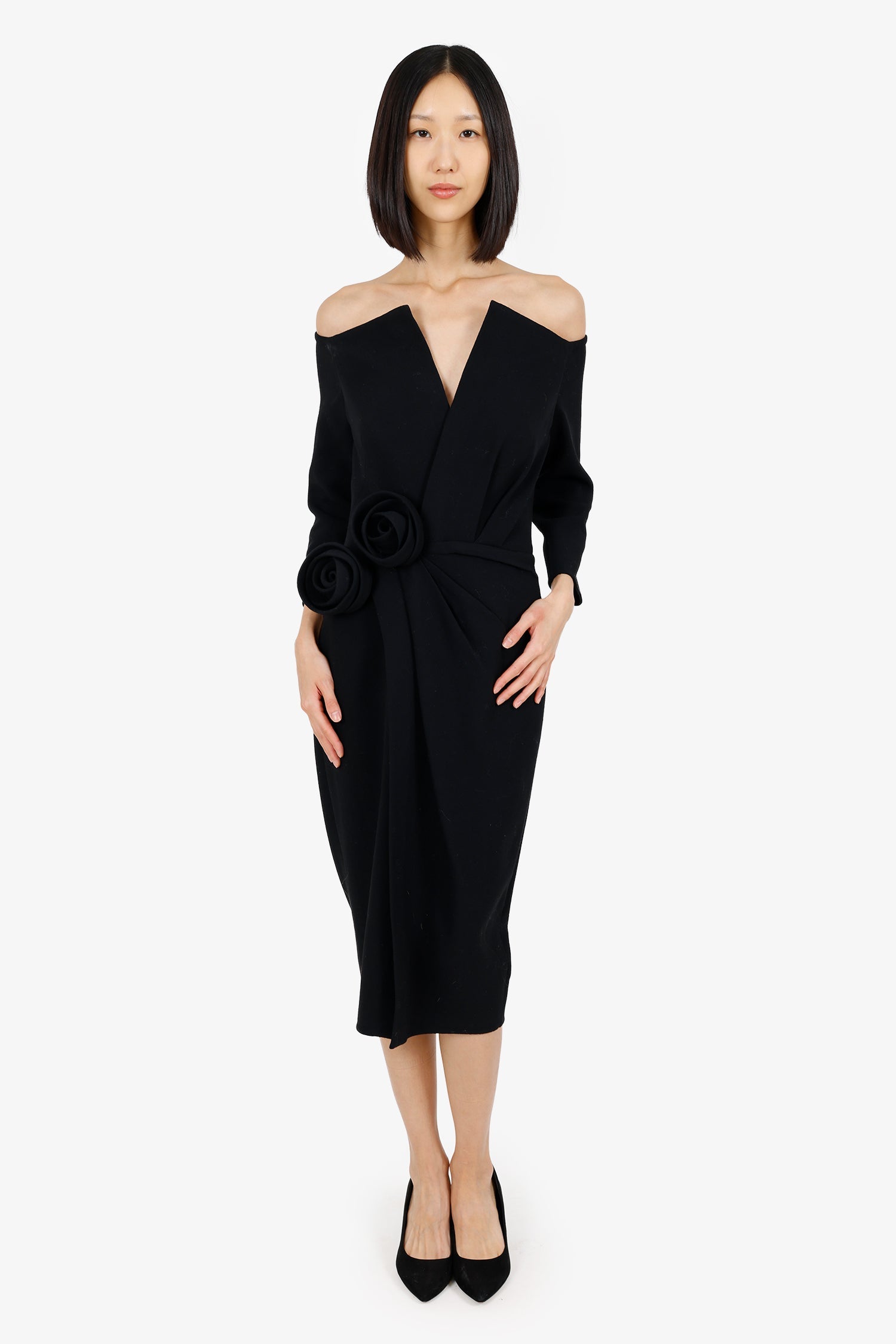 Oscar de la Renta Black Midi Dress Size 6